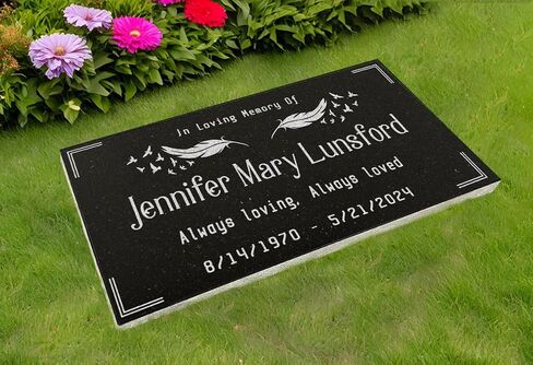 A personalized headstone made of black granite that honors loved ones forever. Bird designed headstone in Saudi Arabia