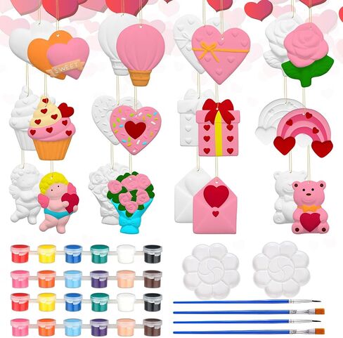 Suzile 24 PCS Day of the Dead Sugar Skull Ceramic لطلاء الحلي من أجل الشجرة معلقة الهالوين غير مصممة DIY طقم الطلاء السيراميك جاهزة لطلاء السيراميك الحرفي in Kuwait