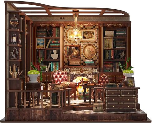 Book Nook Kit للبالغين ، 3D Wooden Miniature DIY House Kit Kit Book Decor Decorfleshfles Insert Diorama Gift in Saudi Arabia
