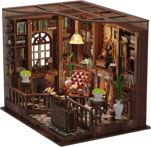 Book Nook Kit للبالغين ، 3D Wooden Miniature DIY House Kit Kit Book Decor Decorfleshfles Insert Diorama Gift in Saudi Arabia