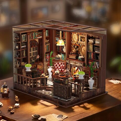 Book Nook Kit للبالغين ، 3D Wooden Miniature DIY House Kit Kit Book Decor Decorfleshfles Insert Diorama Gift in Saudi Arabia