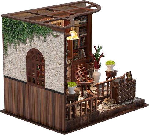 Book Nook Kit للبالغين ، 3D Wooden Miniature DIY House Kit Kit Book Decor Decorfleshfles Insert Diorama Gift in Saudi Arabia