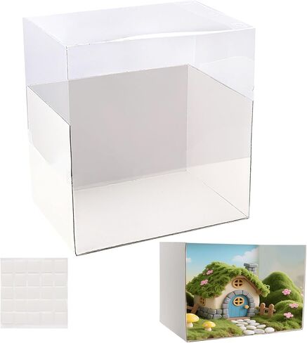 Diorama Box Diorama Supplies Cardboard Diorama Kit Project Box with Transparent Lid, Display Box for Diorama School Project, 11.8 x 8.7 x 8.3 Inch (1Set) in Kuwait