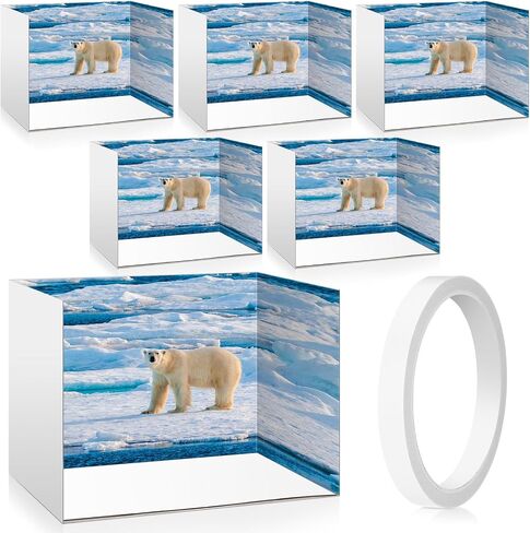 Leinuosen 5pcs Cardboard Diorama Kit ، 11.8 × 8.7 × 8.3 بوصة من مواد Diorama Doiorama مربع المصوّرة لحالة العرض ، مربع من الورق المقوى مع أشرطة مزدوجة على الوجهين للبالغين DIY (نمط حيوانات القطب الشمالي) in Saudi Arabia