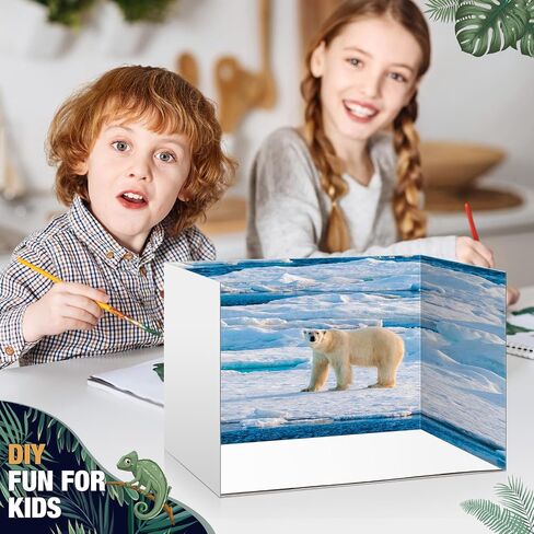 Leinuosen 5pcs Cardboard Diorama Kit ، 11.8 × 8.7 × 8.3 بوصة من مواد Diorama Doiorama مربع المصوّرة لحالة العرض ، مربع من الورق المقوى مع أشرطة مزدوجة على الوجهين للبالغين DIY (نمط حيوانات القطب الشمالي) in Saudi Arabia