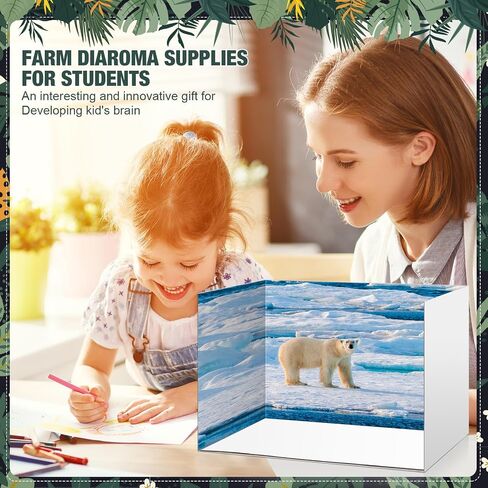 Leinuosen 5pcs Cardboard Diorama Kit ، 11.8 × 8.7 × 8.3 بوصة من مواد Diorama Doiorama مربع المصوّرة لحالة العرض ، مربع من الورق المقوى مع أشرطة مزدوجة على الوجهين للبالغين DIY (نمط حيوانات القطب الشمالي) in Saudi Arabia