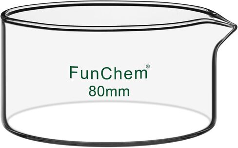 طبق تبلور FunChem مع صنبور، أطباق تبلور قابلة لإعادة الاستخدام من زجاج البوروسيليكات للتبلور والتبخر، O.D. 125 ملم، 500 مل، للاستخدام في المختبرات والمطبخ in Kuwait