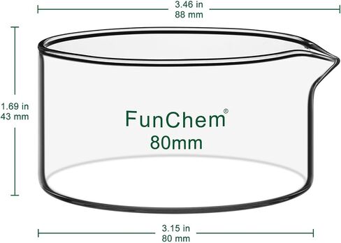 طبق تبلور FunChem مع صنبور، أطباق تبلور قابلة لإعادة الاستخدام من زجاج البوروسيليكات للتبلور والتبخر، O.D. 125 ملم، 500 مل، للاستخدام في المختبرات والمطبخ in Kuwait