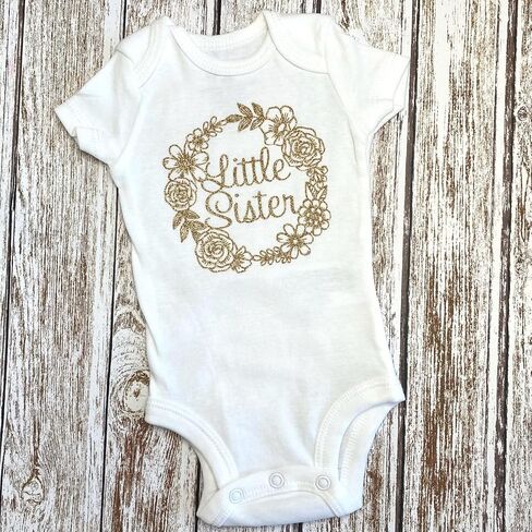 Little Sister Take Home Outfit Dusty Rose Tutu Bloomers and Headband Included Floral Wreath Little Sister Announcement (Newborn Short Sleeve, Dusty Rose + Gold) in Saudi Arabia
