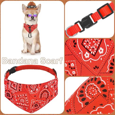 Pet Cowboy Hats Dog Cat Halloween Costumes Cute West Cowboy Hat Bandana Festival Cosplay Accessories (Brown + Red) in Saudi Arabia