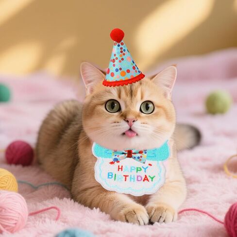 لوازم حفلة عيد ميلاد القط ، بوي بوي كات هريرة عيد ميلاد باندانا أرقام القبعات أرقام الزينة مجموعة ، وردي in Kuwait