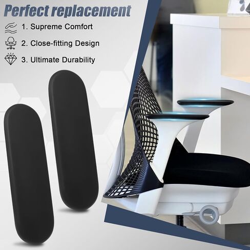1 Pair Arm Pads Caps Replacement for Herman Miller Sayl Office Chair, Fixed and Height-Adjustable Armrest, Black Vinyl in Saudi Arabia