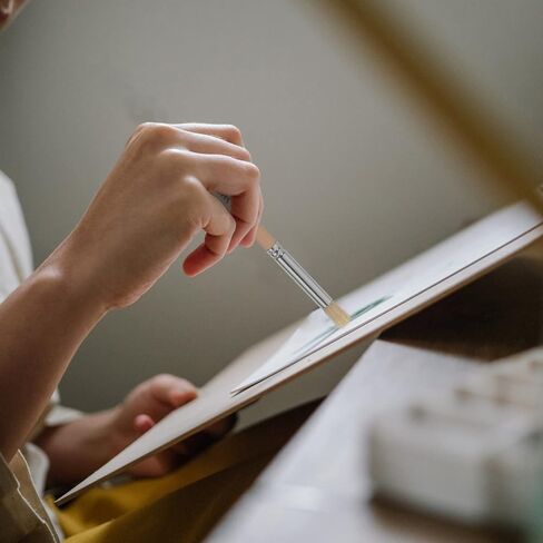 5 مساءً فرش الاستنسل الطبيعية ، مجموعة أدوات الطلاء الخشبية المقبض الخشبي للزيت المائي متعدد الاستخدامات للطلاب الفنانين ومشاريع DIY in Kuwait