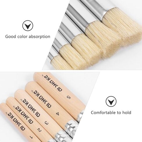 5 مساءً فرش الاستنسل الطبيعية ، مجموعة أدوات الطلاء الخشبية المقبض الخشبي للزيت المائي متعدد الاستخدامات للطلاب الفنانين ومشاريع DIY in Kuwait