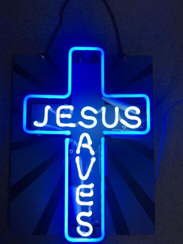 Cross Neon Signs Jesus Saves Neon Light Real Glass Tube Beer Bar Home Room Wall Decor Handmade Visual Artwork Light in Kuwait