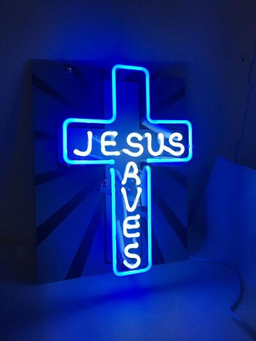 Cross Neon Signs Jesus Saves Neon Light Real Glass Tube Beer Bar Home Room Wall Decor Handmade Visual Artwork Light in Kuwait