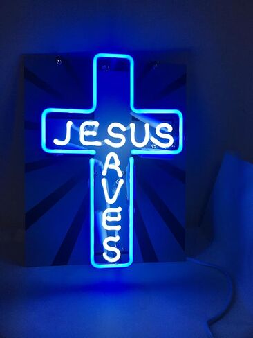 Cross Neon Signs Jesus Saves Neon Light Real Glass Tube Beer Bar Home Room Wall Decor Handmade Visual Artwork Light in Kuwait