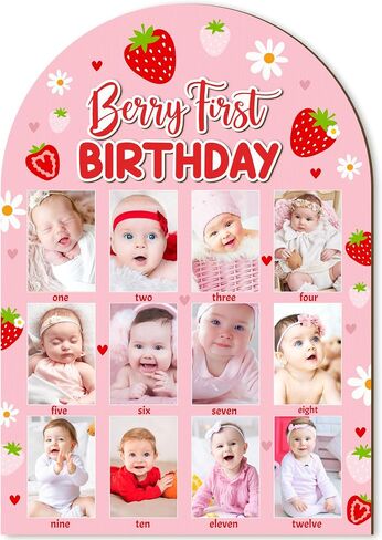 R HORSE My First Year Photo Display Wood Board, Baby’s First Year Picture Frame 12 Months Milestone Board Photo Frame Neutral Baby Keepsake Frame Boho Sun 1st Birthday Nursery Decor Gift for Boy Girl in Kuwait
