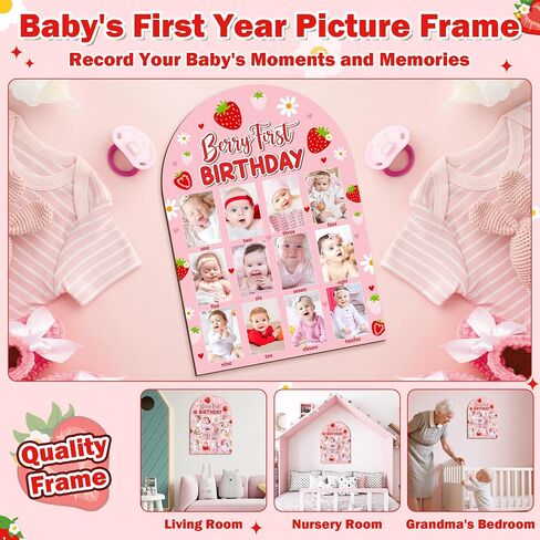 R HORSE My First Year Photo Display Wood Board, Baby’s First Year Picture Frame 12 Months Milestone Board Photo Frame Neutral Baby Keepsake Frame Boho Sun 1st Birthday Nursery Decor Gift for Boy Girl in Kuwait