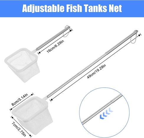 3Pcs Aquarium Fish Net with Extendable Handle, 3.14in Small Fish Tank Net Stainless Steel Fishes Shrimp Skimming Nets for Aquarium Fishes Tank Pond(White) in Saudi Arabia