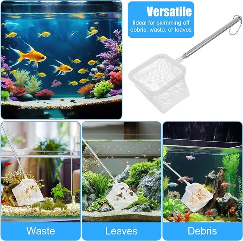 3Pcs Aquarium Fish Net with Extendable Handle, 3.14in Small Fish Tank Net Stainless Steel Fishes Shrimp Skimming Nets for Aquarium Fishes Tank Pond(White) in Saudi Arabia