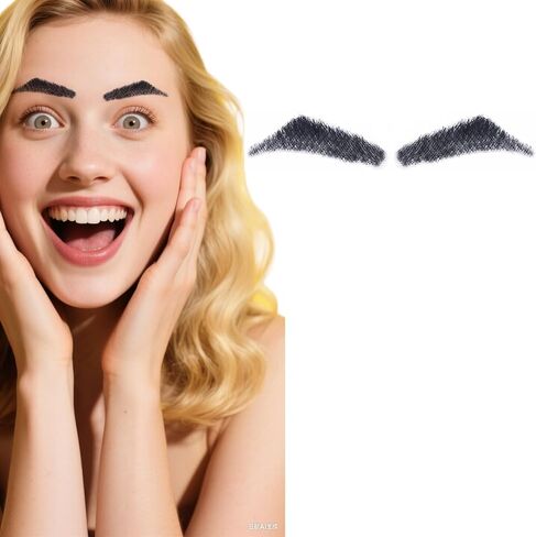 Fake Eyebrows, One Pair False Eyebrows Natural Invisible Realistic 100% Handmade Full Lace, Re-Usable False Eyebrow Extensions for Man and Women (A08) in Saudi Arabia