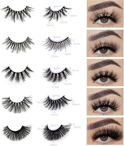 رموش الجملة ، 3D Faux Mink Eyelash Bulk ، 18 ملم مصنوعة يدويًا قابلة لإعادة الاستخدام ، 5 أنماط رموز زائفة زائفة دراماتيكية مع تعبئة محمولة بريق (رقيقة 5 أنماط -30 أزواج) in Kuwait