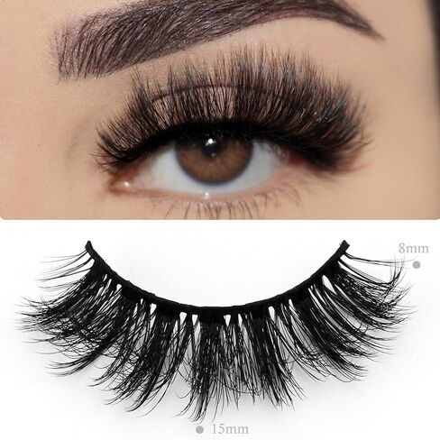 رموش الجملة ، 3D Faux Mink Eyelash Bulk ، 18 ملم مصنوعة يدويًا قابلة لإعادة الاستخدام ، 5 أنماط رموز زائفة زائفة دراماتيكية مع تعبئة محمولة بريق (رقيقة 5 أنماط -30 أزواج) in Kuwait