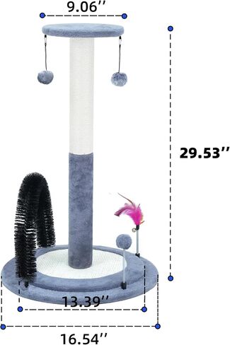 Multifunctional Cat Scratching Posts for Indoor Kittens,Cat Scratching Pads for Play and Activity,Scratching Posts with Feather Toys and Spring Hanging Balls,Grey in Saudi Arabia