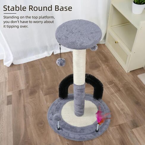 Multifunctional Cat Scratching Posts for Indoor Kittens,Cat Scratching Pads for Play and Activity,Scratching Posts with Feather Toys and Spring Hanging Balls,Grey in Saudi Arabia