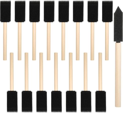 18 Pcs 1 Inch Foam Paint Brushes, Wood Handle Sponge Brushes Paint Sponges Set, Foam Brush for Painting, Wood Handle Sponge Brush for Staining, Painting Tools for Crafts, DIY Projects in Saudi Arabia