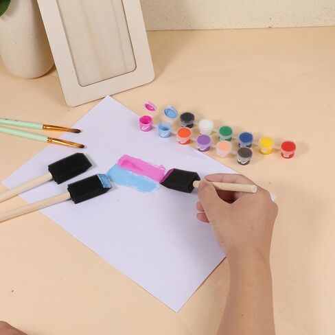 18 Pcs 1 Inch Foam Paint Brushes, Wood Handle Sponge Brushes Paint Sponges Set, Foam Brush for Painting, Wood Handle Sponge Brush for Staining, Painting Tools for Crafts, DIY Projects in Saudi Arabia