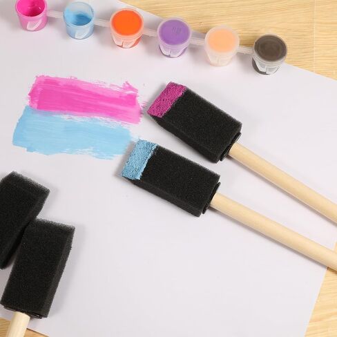 18 Pcs 1 Inch Foam Paint Brushes, Wood Handle Sponge Brushes Paint Sponges Set, Foam Brush for Painting, Wood Handle Sponge Brush for Staining, Painting Tools for Crafts, DIY Projects in Saudi Arabia