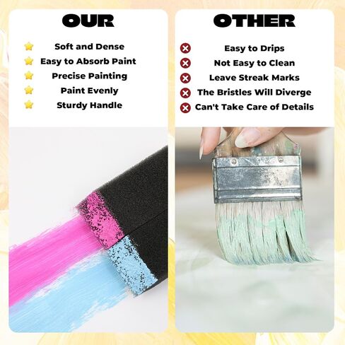 18 Pcs 1 Inch Foam Paint Brushes, Wood Handle Sponge Brushes Paint Sponges Set, Foam Brush for Painting, Wood Handle Sponge Brush for Staining, Painting Tools for Crafts, DIY Projects in Saudi Arabia