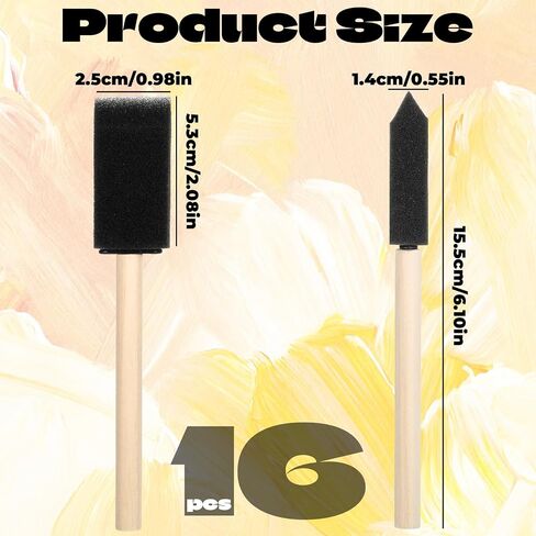 18 Pcs 1 Inch Foam Paint Brushes, Wood Handle Sponge Brushes Paint Sponges Set, Foam Brush for Painting, Wood Handle Sponge Brush for Staining, Painting Tools for Crafts, DIY Projects in Saudi Arabia