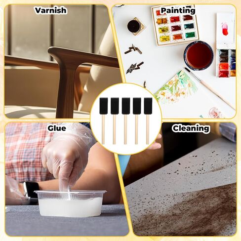 18 Pcs 1 Inch Foam Paint Brushes, Wood Handle Sponge Brushes Paint Sponges Set, Foam Brush for Painting, Wood Handle Sponge Brush for Staining, Painting Tools for Crafts, DIY Projects in Saudi Arabia