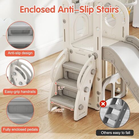 9 in 1 Indoor Slide for Toddler - Freestanding Baby Slide, Playground Kids Slider, Toddler Playset with Climber Slider, Basketball Hoop, Telescope, Storage Area and Tunnel, Bus (Green & Yellow) in Kuwait