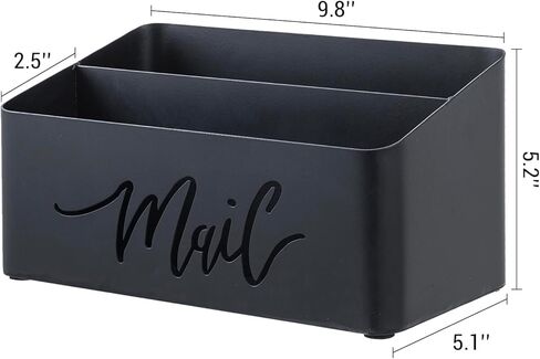 MyGift 2 Slot Modern Matte Black Metal Desktop Mail Sorter with Cutout Script Lettering, Office Desk or Home Entryway Table Incoming Outgoing Letter Holder in Saudi Arabia