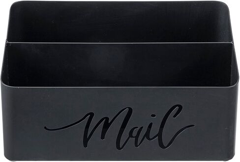 MyGift 2 Slot Modern Matte Black Metal Desktop Mail Sorter with Cutout Script Lettering, Office Desk or Home Entryway Table Incoming Outgoing Letter Holder in Saudi Arabia