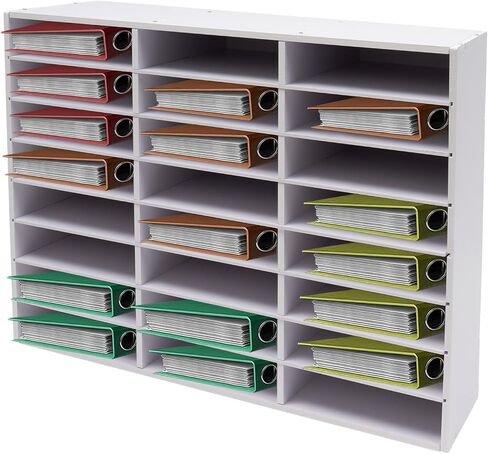 Literature Organizer, 24 Slots Mail Sorter Organizer Office Classroom Mailbox Desktop File Sorter Paper Storage Cabinet, for Home Office School, White, 29 x 11.9 x 23.5inch in Kuwait