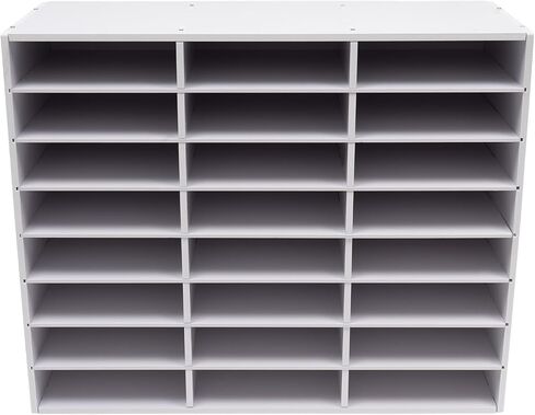 Literature Organizer, 24 Slots Mail Sorter Organizer Office Classroom Mailbox Desktop File Sorter Paper Storage Cabinet, for Home Office School, White, 29 x 11.9 x 23.5inch in Kuwait