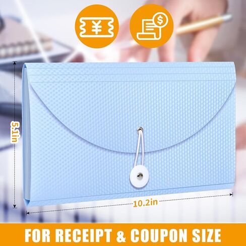Nicecho Receipt Coupon Organizer, 13 Pockets Small Accordion File Organizer with Labels for Receipt Cards, Bill Business, Coupons Storage, 10.2X 5.1 Inches in Kuwait