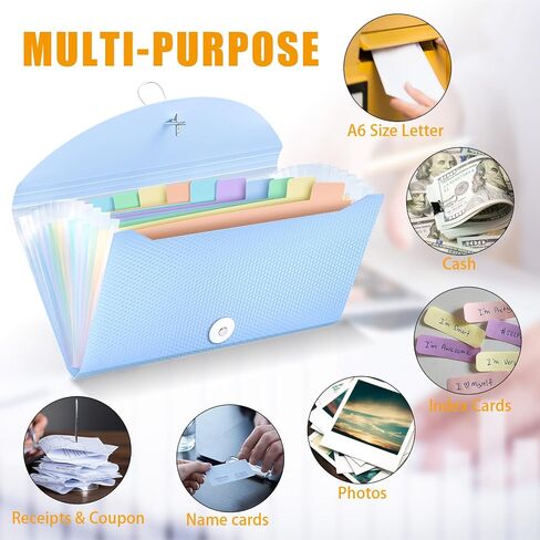 Nicecho Receipt Coupon Organizer, 13 Pockets Small Accordion File Organizer with Labels for Receipt Cards, Bill Business, Coupons Storage, 10.2X 5.1 Inches in Kuwait