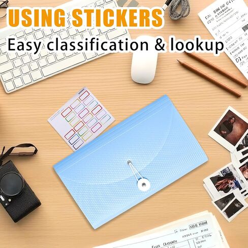Nicecho Receipt Coupon Organizer, 13 Pockets Small Accordion File Organizer with Labels for Receipt Cards, Bill Business, Coupons Storage, 10.2X 5.1 Inches in Kuwait