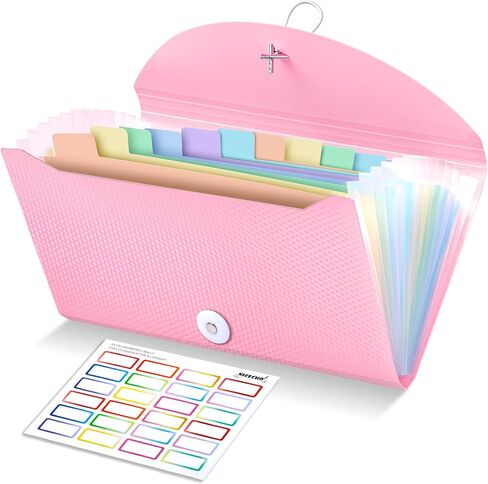 Nicecho Receipt Coupon Organizer, 13 Pockets Small Accordion File Organizer with Labels for Receipt Cards, Bill Business, Coupons Storage, 10.2X 5.1 Inches in Kuwait