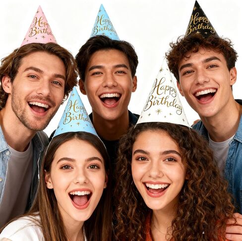 Fvumhlaoog 12-Pack Pre-Assembled Party Hats with Elastic Bands – No Assembly Needed, Fun Birthday Party Supplies, Wedding & Anniversary Decorations, Adult & Pet Photo Props in Kuwait
