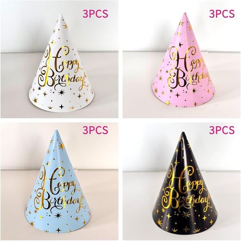 Fvumhlaoog 12-Pack Pre-Assembled Party Hats with Elastic Bands – No Assembly Needed, Fun Birthday Party Supplies, Wedding & Anniversary Decorations, Adult & Pet Photo Props in Kuwait