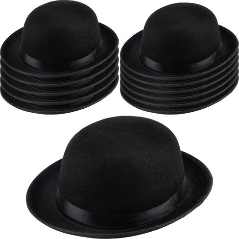 12 Pcs Child Bowler Hats Bulk Black Bowler Derby Hat Felt Round Top Hat Gentleman Hats for Kids Halloween Performance Costume Accessories in Saudi Arabia