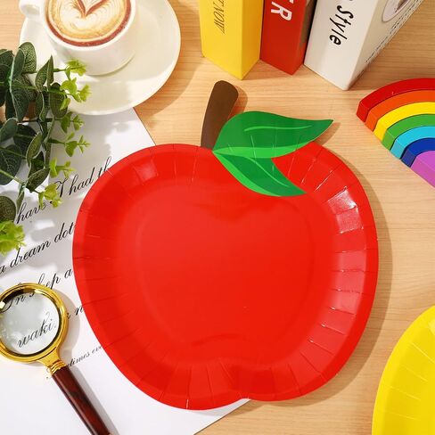 Back to School Apples Paper Plates 9 Inch Red Yellow Green Apples Disposable Plates Fruit Party Tableware for First Day of School Table Decor Supplies, 24 Pcs in Saudi Arabia