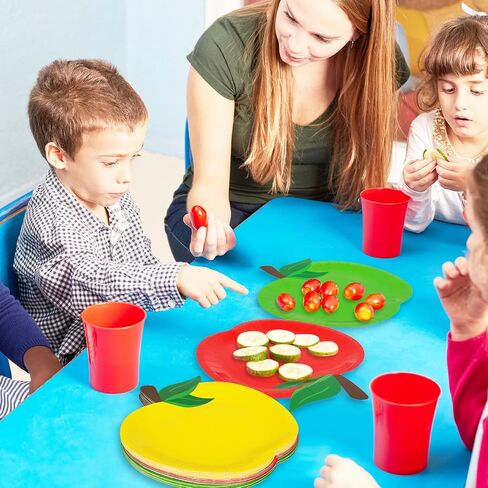 Back to School Apples Paper Plates 9 Inch Red Yellow Green Apples Disposable Plates Fruit Party Tableware for First Day of School Table Decor Supplies, 24 Pcs in Saudi Arabia